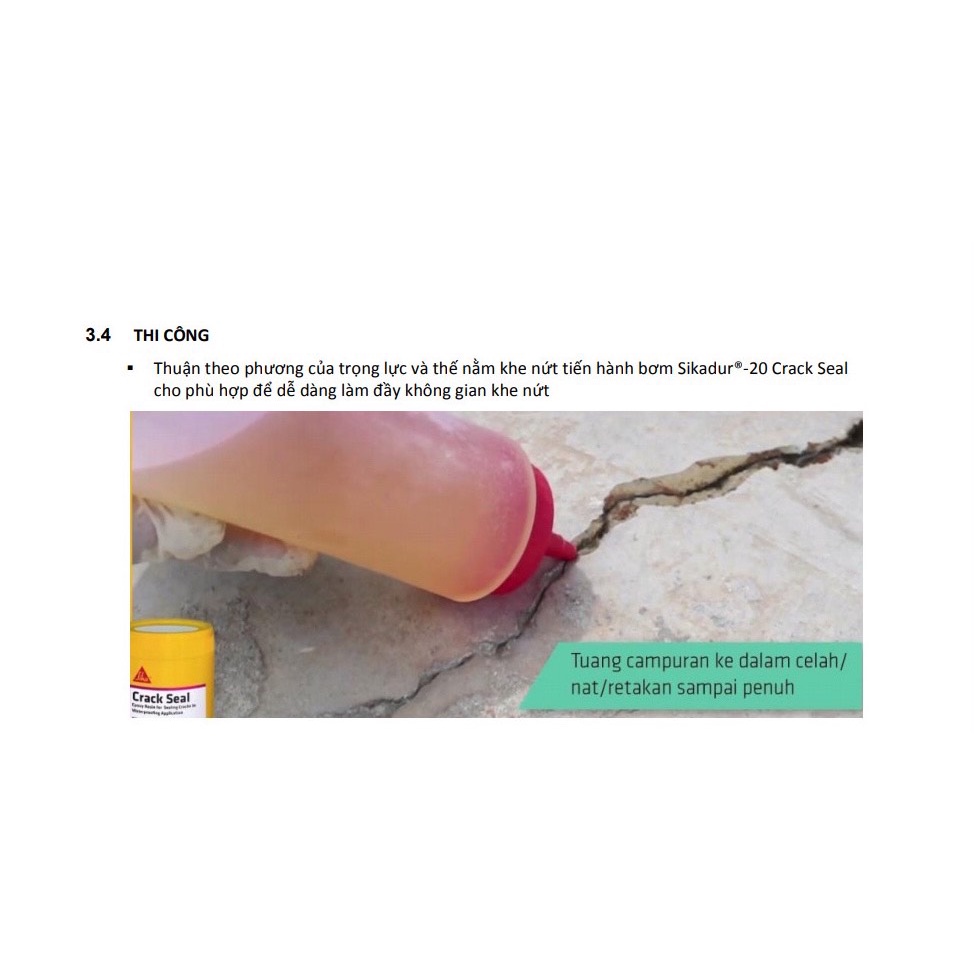 Sika - Keo trám khe nứt bê tông thẩm mỹ Sikadur 20 Crack Seal  SIKA THẾ VŨ