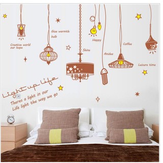 Decal dán tường decal trang trí bộ bóng đèn nâu BINBIN PK367 (Có keo sẵn)
