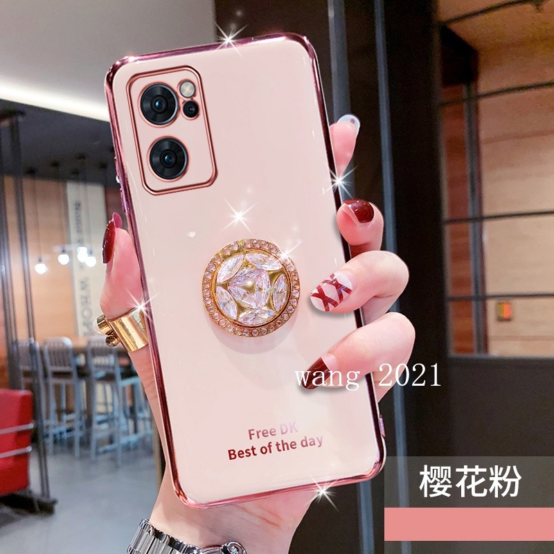 Ốp Điện Thoại Dẻo Mạ Màu Đính Đá Sang Trọng Có Giá Đỡ Cho OPPO Reno8 Z Reno8 Pro 5G 2022