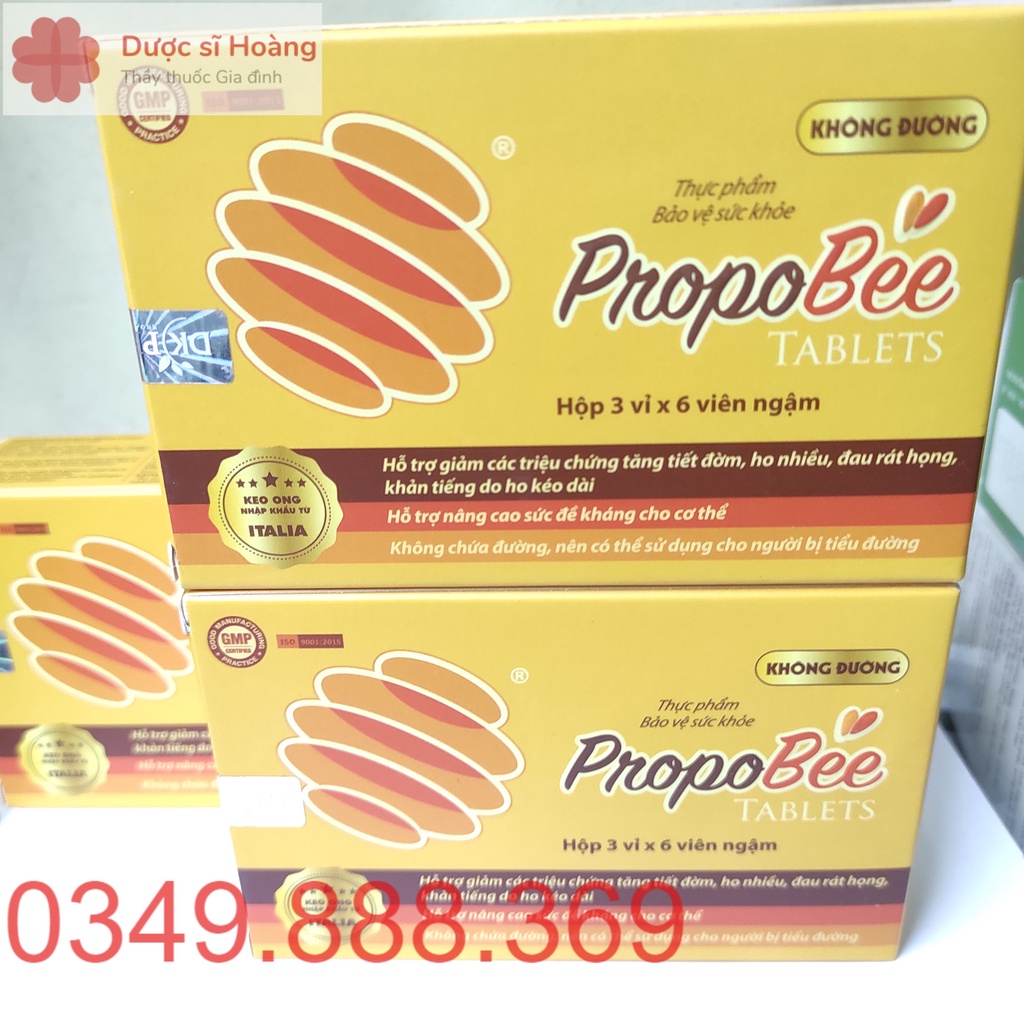 Viên Ngậm Keo Ong Propobee Không Đường - Giảm Ho, Đau Rát Họng - Hộp 18 viên