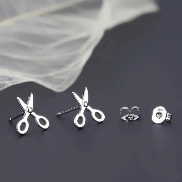 Khuyên Tai Bạc CaoBac Jewellery Cho Nữ Đơn Giản Hình Chiếc Kéo Basic