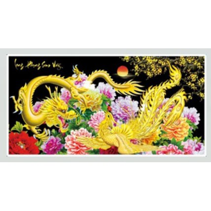 TRANH THÊU LONG PHỤNG XUM VẦY  E43(  EDB43(150X80