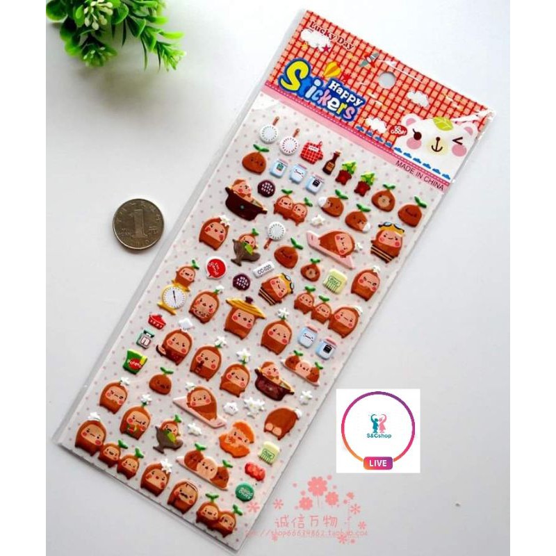 Sticker hình dán nổi 3D chủ đề thế giới xung quanh bé kích thước 10x24cm