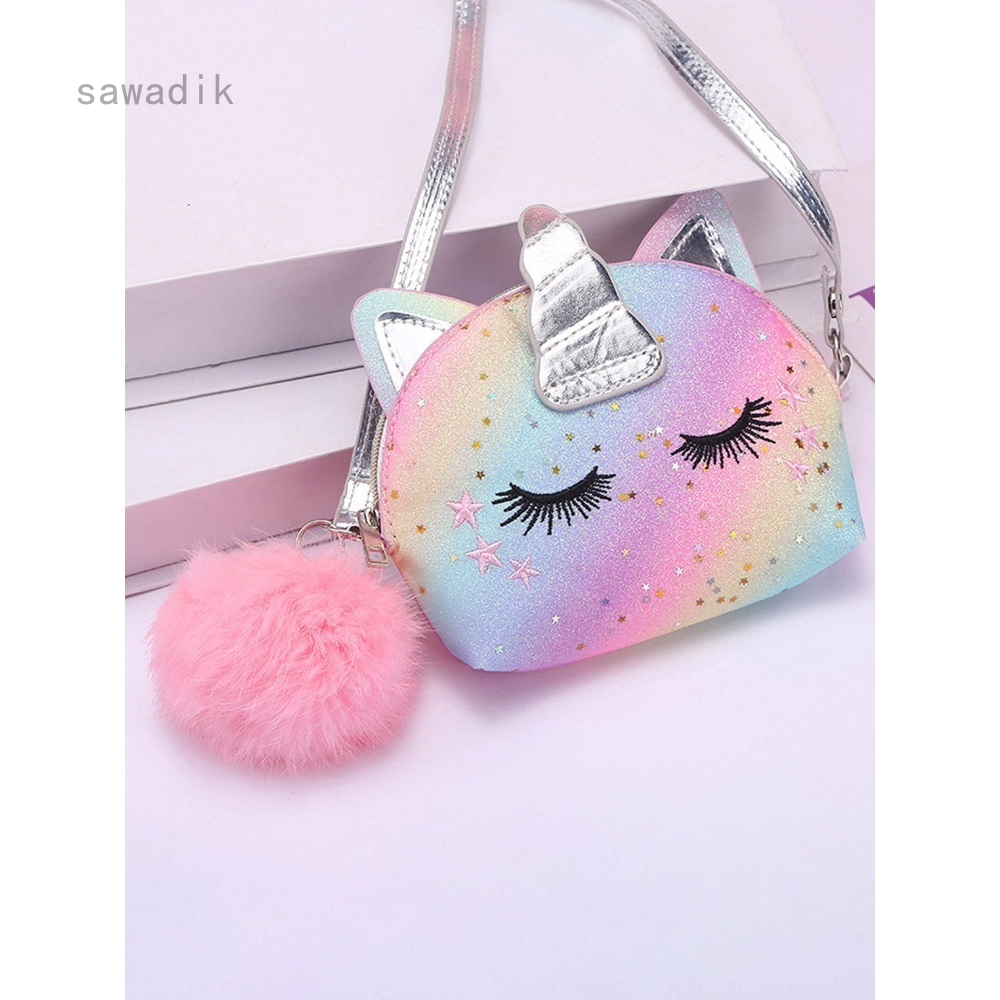 (Hàng Có Sẵn) Túi Đeo Chéo Hình Unicorn Đính Kim Sa