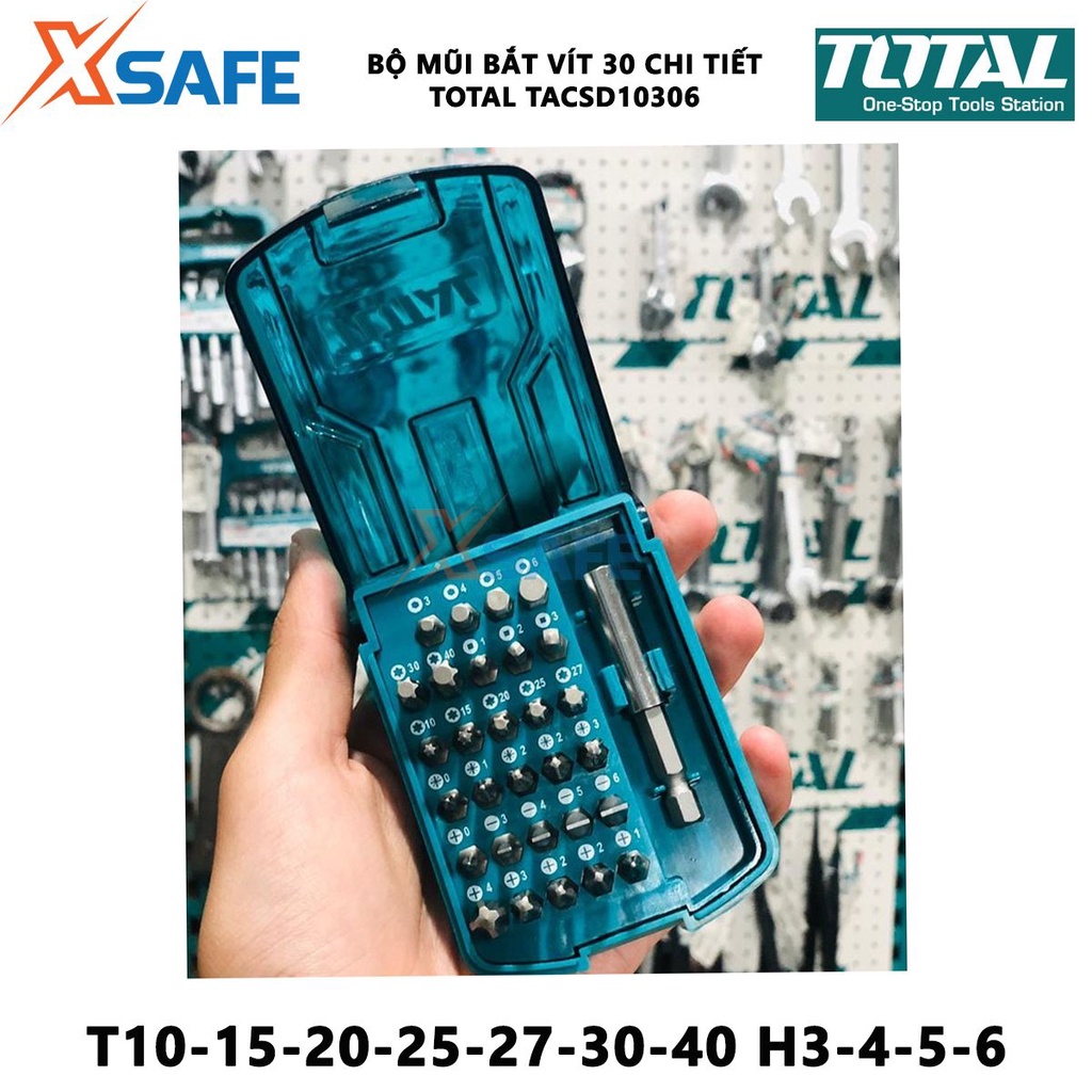 Bộ mũi bắt vít 30 chi tiết TOTAL TACSD10306 | bộ 30 mũi siết vít kích thước 25mm lắp ráp hay tháo mở các chi tiết