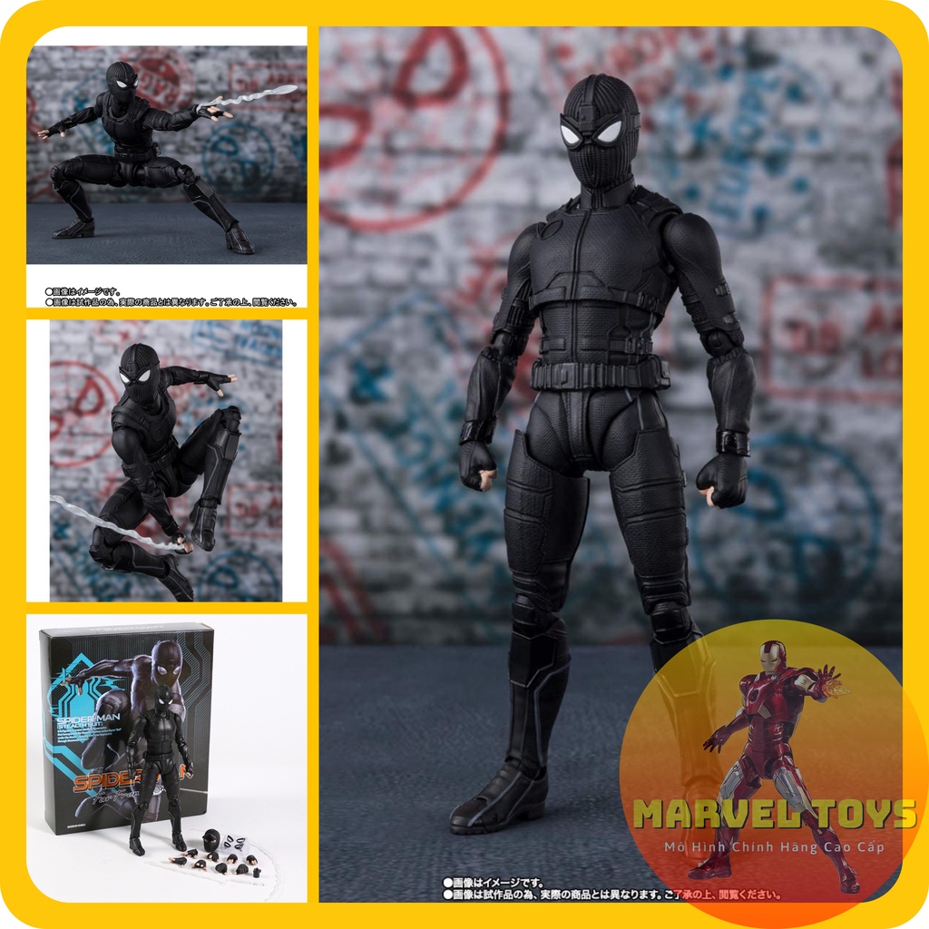 Mô Hình Spider Man Black Stealth Suit Far From Home SHF Có Khớp (BL)
