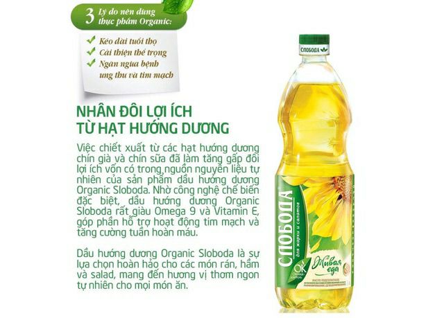 Dầu Ăn Hướng Dương Nga organic sloboda.Dầu Ăn Thực Vật Hướng Dương,Dầu Ăn Hữu Cơ
