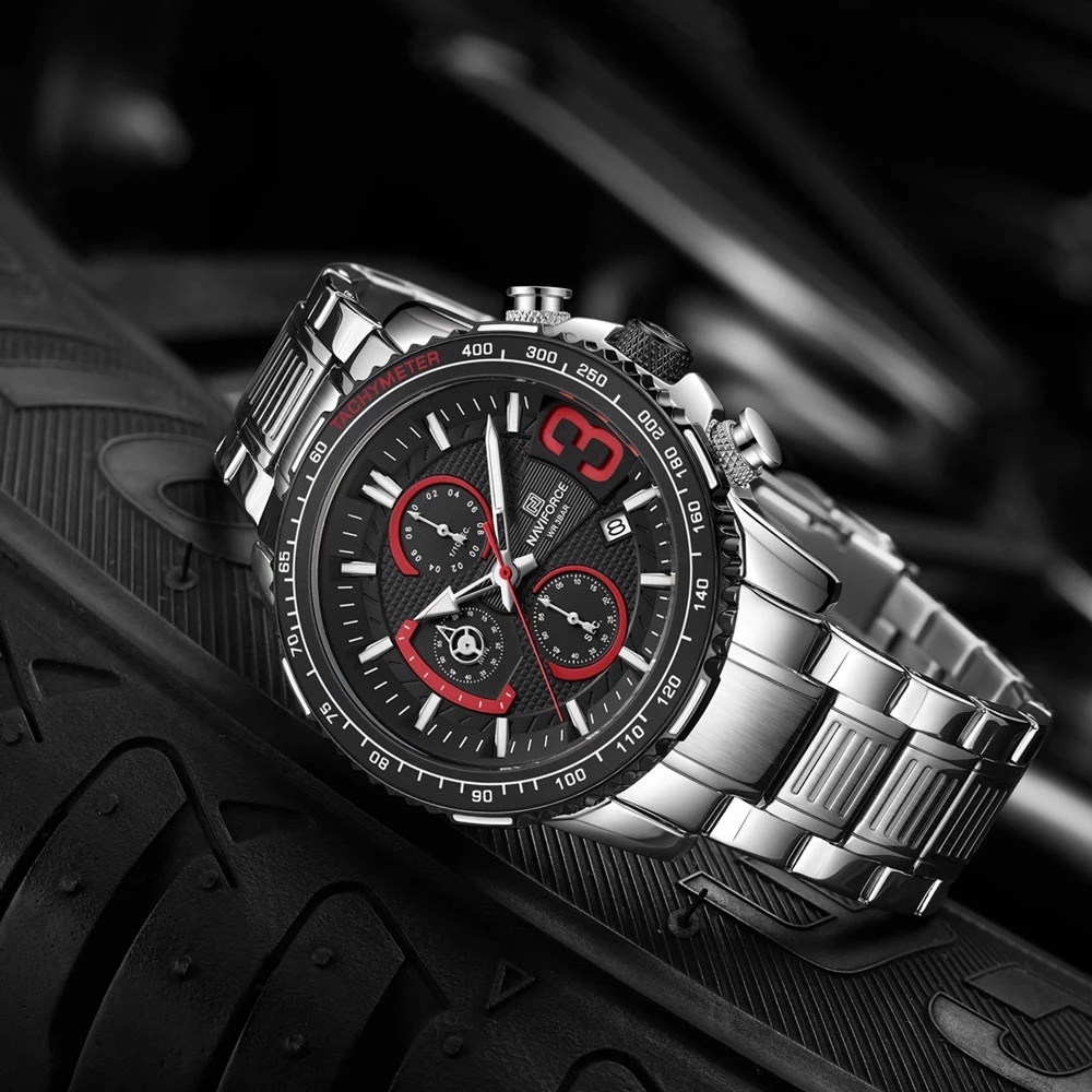 Naviforce Đồng Hồ Quartz Chronograph Chống Thấm Nước Chất Liệu Thép Không Gỉ Thời Trang Cho Nam 8017