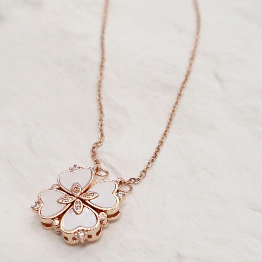 Vòng cổ Thép Titan Mặt Cỏ Ba Lá Lãng Mạn Phong Cách Hàn Quốc Cho Nữ 2Lilife