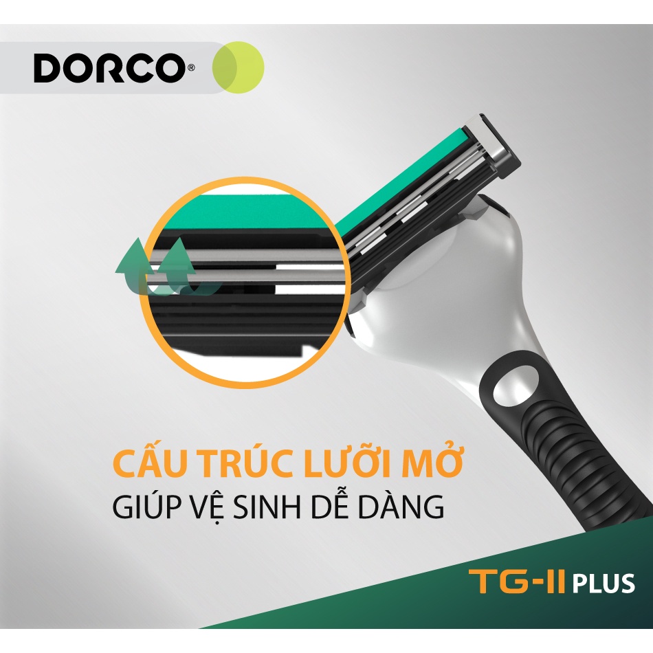 Vỉ 03 đầu dao cạo râu 2 lưỡi DORCO TG-II Plus