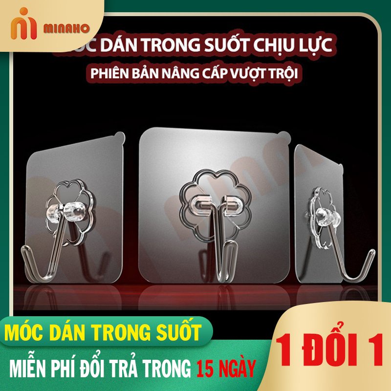 Móc Dán Tường Siêu Dính MINAHO - Móc Dán Tường Trong Suốt, Chịu Lực Tốt, Chắc Chắn, 6x6 cm