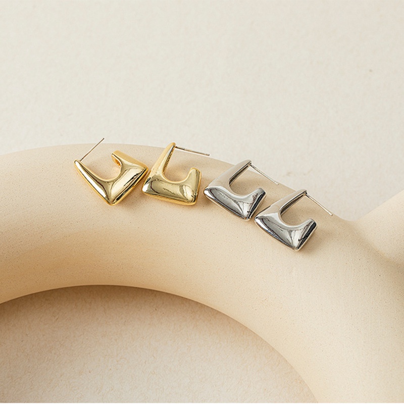 Khuyên Tai Xỏ Lỗ Bằng Hợp Kim Đồng Trơn Mịn Phong Cách Hàn Quốc Hàng Ngày Thời Trang Mới Cho Nữ