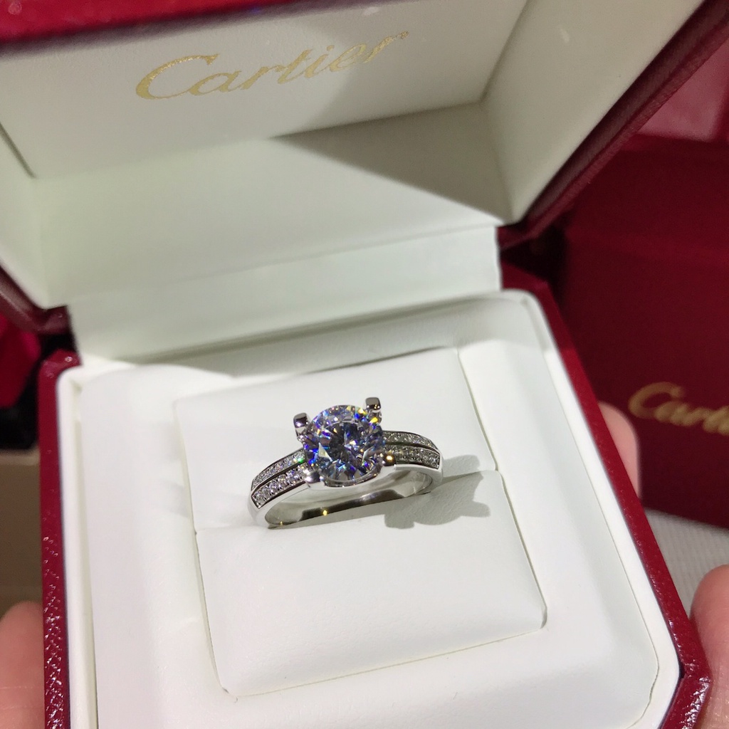 Nhẫn Cưới Bạc S925 2 Carat Đính Kim Cương Nhân Tạo Thời Trang Dành Cho Nữ