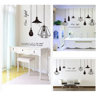 Decal dán tường Dây đèn đen