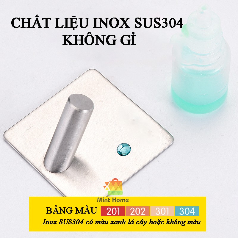 Móc treo đồ dùng cá nhân, móc khóa đa năng thép không gỉ inox SUS304 có miếng dán tường keo xốp 3M siêu dính chịu lực