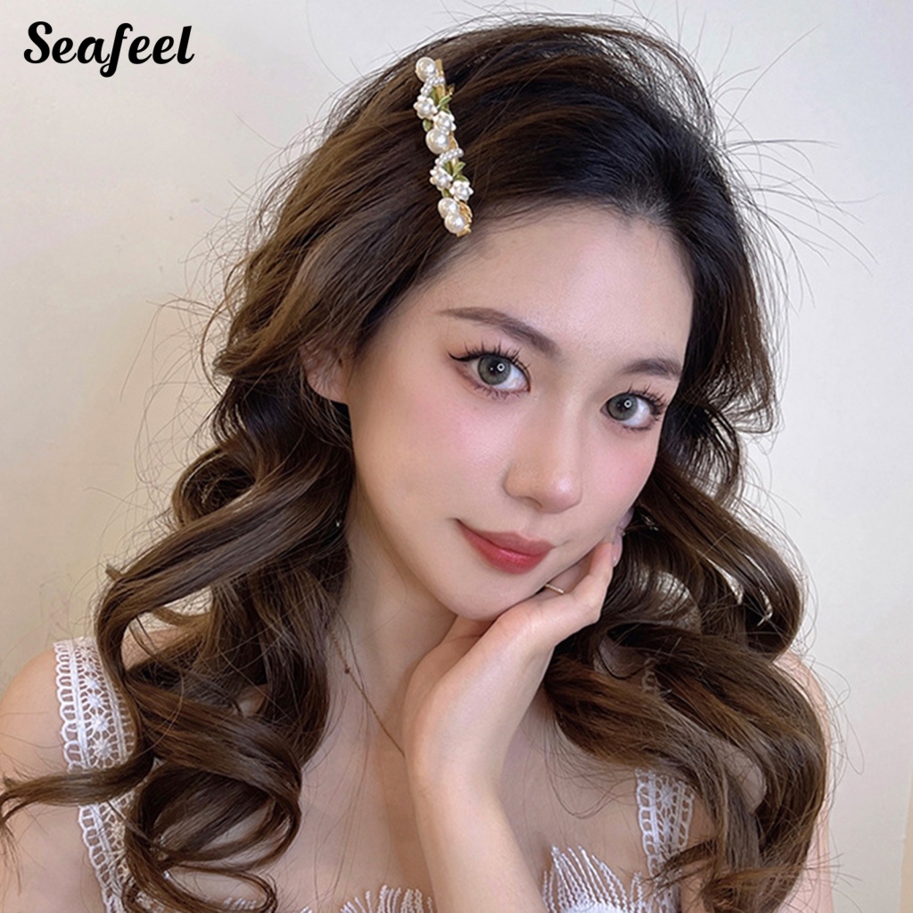 Kẹp Tóc Trang Trí Đính Đá &amp; Ngọc Trai Nhân Tạo Phong Cách Cổ Điển Dành Cho Nữ
