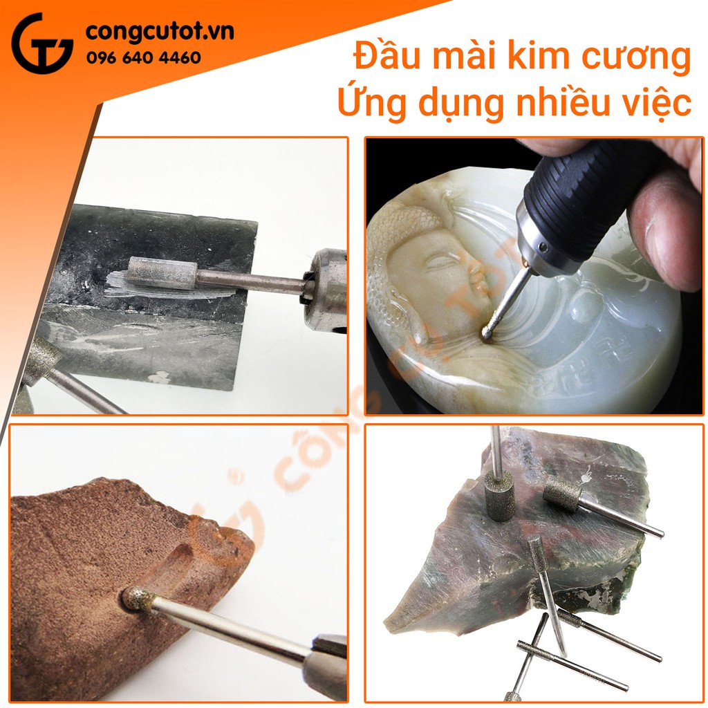Bộ 20 mũi mài kim cương cốt 3mm ∅6