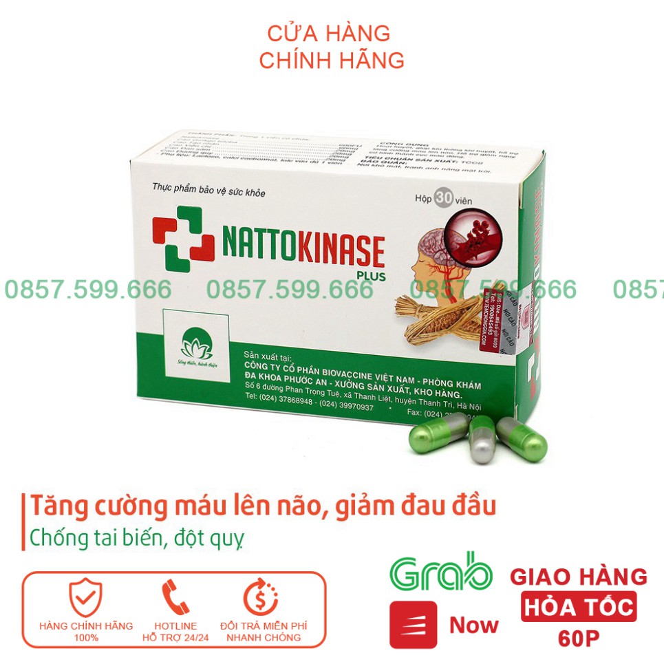 Hoạt huyết dưỡng não Nattokinase Plus ⚡️FREESHIP⚡️Tăng cường máu lên não, giảm đau đầu, chống tai biến (30 viên) ⚡️HS365