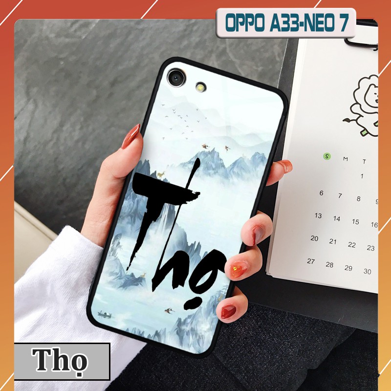 [Mã ELORDER5 giảm 10K đơn 20K] Ốp lưng kính 3D Oppo A33 Neo 7- chữ thư pháp ý nghĩa