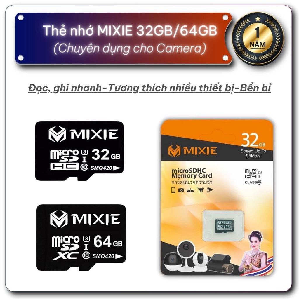 Thẻ nhớ Camera, Thẻ nhớ Mixie 32GB/64GB