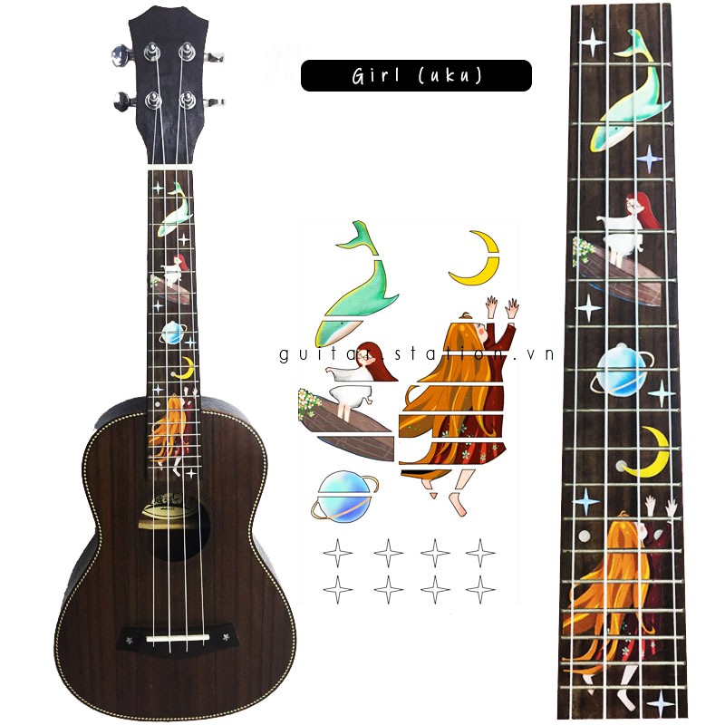 Miếng Dán Cần Đàn Guitar Ukulele Giả Khảm Mẫu 2020 – Sticker Inlay Guitar