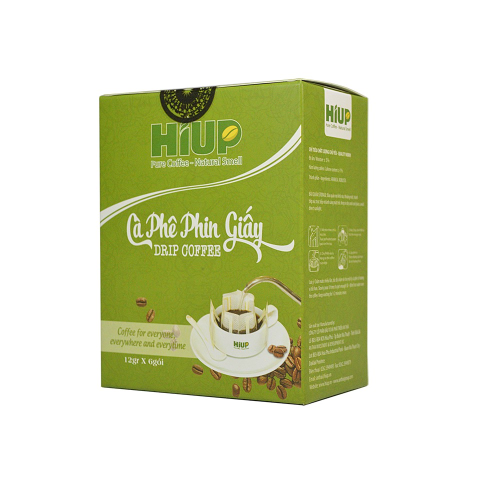 Cà Phê Phin Giấy Xanh Lá Cây (Hộp 6 phin x 12g) - Hiup Coffee