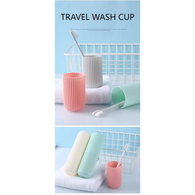 Hũ Hộp Đựng Bàn Chải Và Kem Đánh Răng Kiểu TRÒN CÓ VÂN S8 (Kiêm 2 Cốc) - Khi Đi Du Lịch, Công Tác