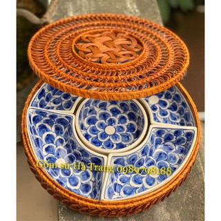 Khay bày bánh kẹo mứt tết đồ ăn gốm sứ Bát Tràng cao cấp
