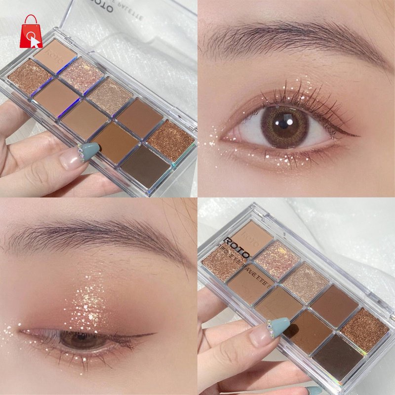 Bảng Phấn Mắt 10 Màu Sắc Tông Lì / Lấp Lánh Chống Thấm Nước Trang Điểm Hàng Ngày