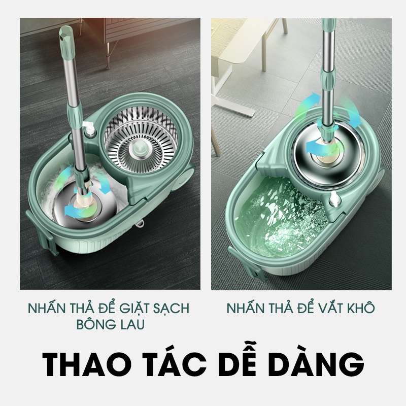 Bộ Cây Lau Nhà Cao Cấp Xoay 360 Độ SAMONO SCM003 2 Ngăn Chứa - Lau Khô Lau Ướt Thông Minh - Hàng Chính Hãng