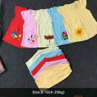 bộ bé gái mặc nhà lững size 2