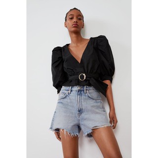 Quần Short Jeans ZARA Xanh Nhạt Tua Rua - 2520