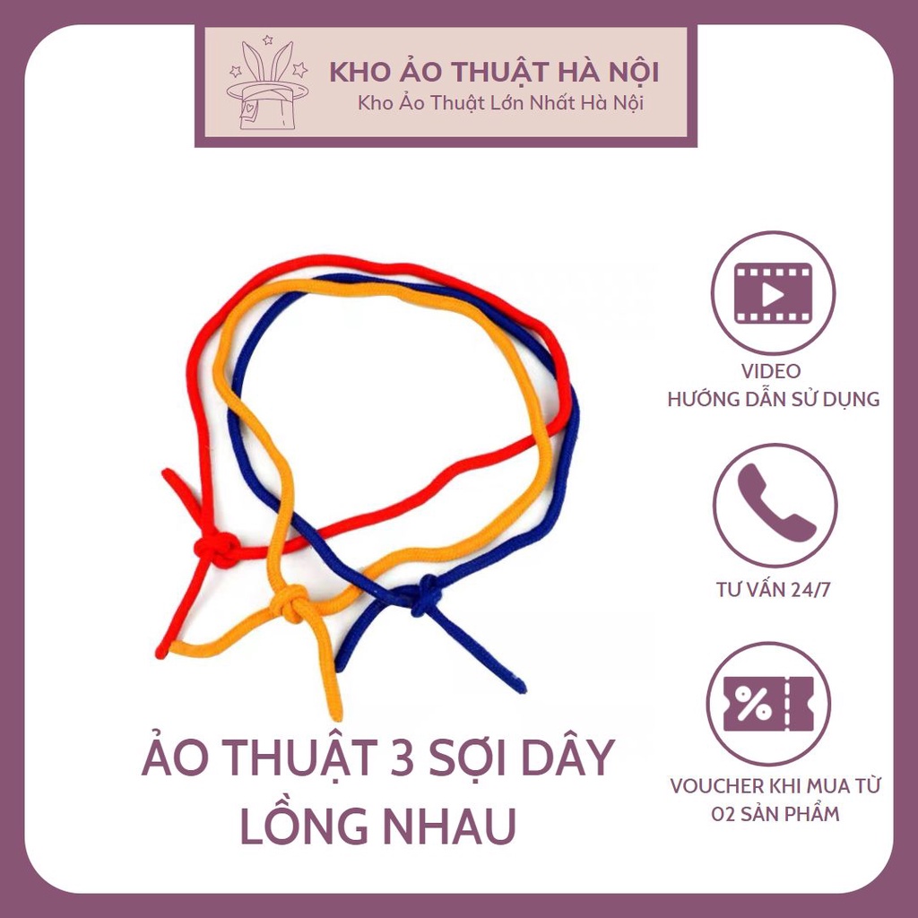 Ảo Thuật Dây Liên 3 Liên Kết, Lồng Vào Nhau, Linking Rope, Đạo Cụ Biểu Diễn Sân Khấu, Đồ Chơi Sáng Tạo, Trí Tuệ Cho Bé