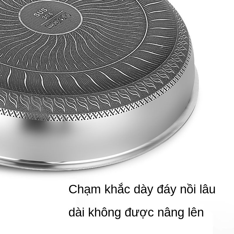 ▤Chảo inox 304 của Đức, không tráng, chống dính, dùng trong gia đình, pancake khói, nướng trứng chiên