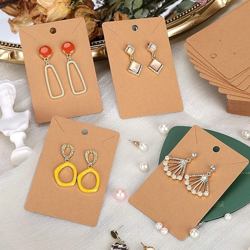 Set 50 Thẻ Giấy Kraft Dùng Trưng Bày Trang Sức/Bông Tai/Trang Sức Tự Dính