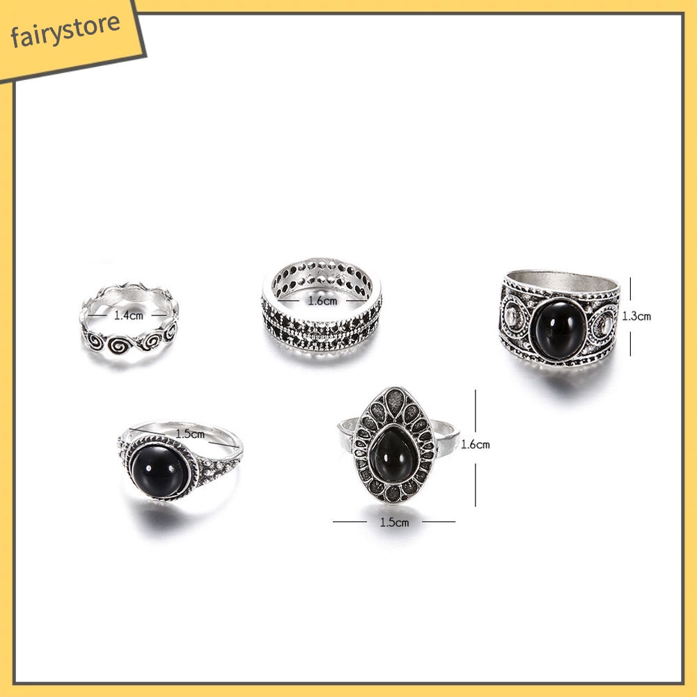 Set 5 Nhẫn Đeo Khớp Ngón Tay Phong Cách Cổ Điển Thời Trang Cho Nữ