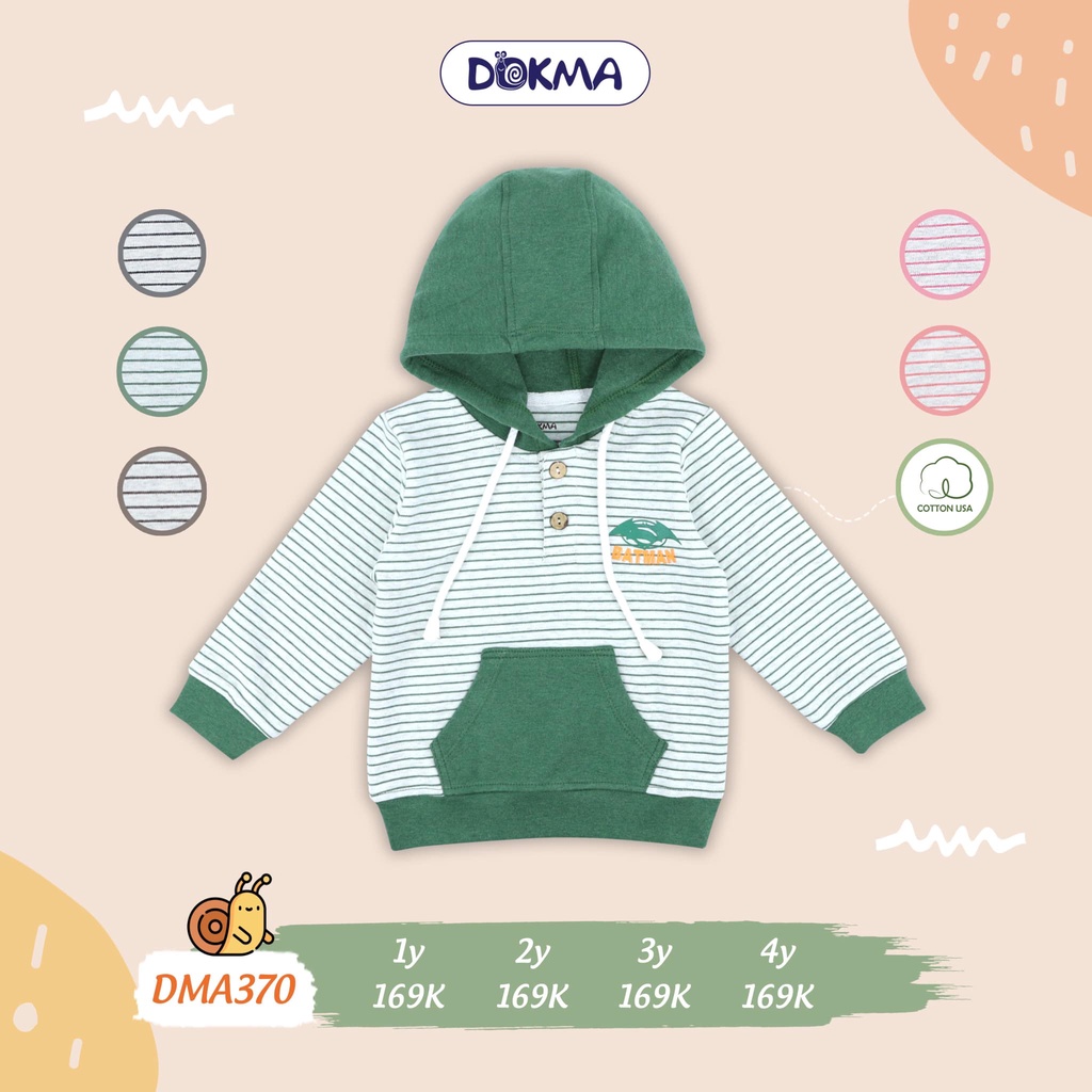 (1-4y) Áo dài tay hoodie có mũ vải cotton dày vừa - DOKMA