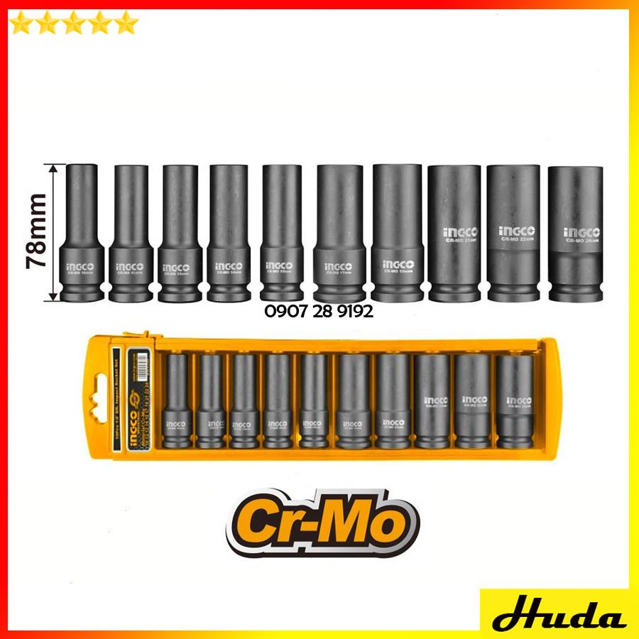 Bộ 10 đầu khẩu tiếp tuýp 1/2 inch Total Ingco ngắn dài nhiều kích thước tiện dụng 1234