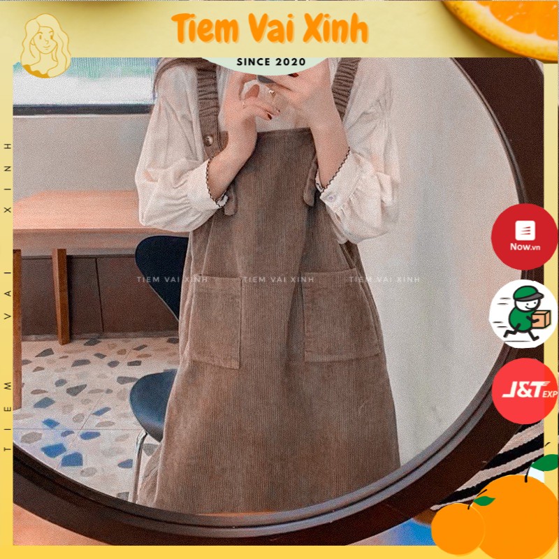 Váy Yếm Dài 🍊 [Tiệm Vải Xinh] 🍊 Váy Yếm Dài Vintage - Hàng Quảng Châu