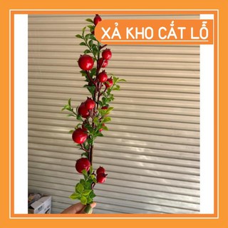 [HN123] Cành lựu đỏ PE phát tài  trang trí  cao 75cm 15-18 quả lớn bé HG2303