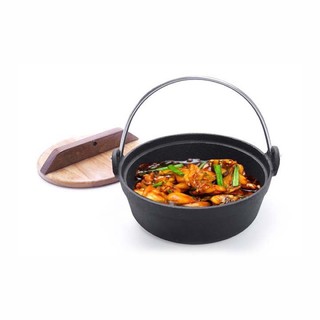 Nồi lẩu Gang chống dính nắp gỗ lớn, nhỏ Dargon