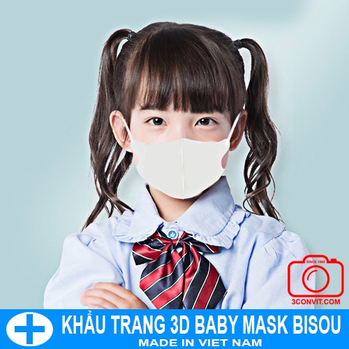 Hộp 10 chiếc khẩu trang trẻ em 3 lớp 3D Mask Baby bisou