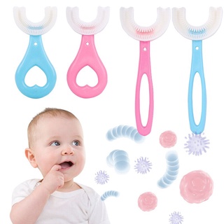 Bàn chải đánh răng 360 độ hình chữ U chăm sóc làm sạch răng miệng cho bé