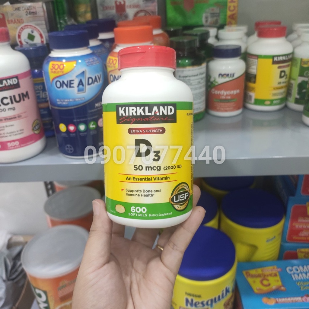 Viên Uống Vitamin D3 Kirkland Extra Strength D3 50mcg - EDS