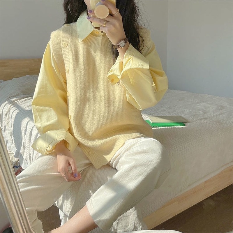 Áo Sơ Mi Nữ Tay Dài Màu Vàng Sữa Thời Trang Xuân Hè Hàng Mới Cao Cấp