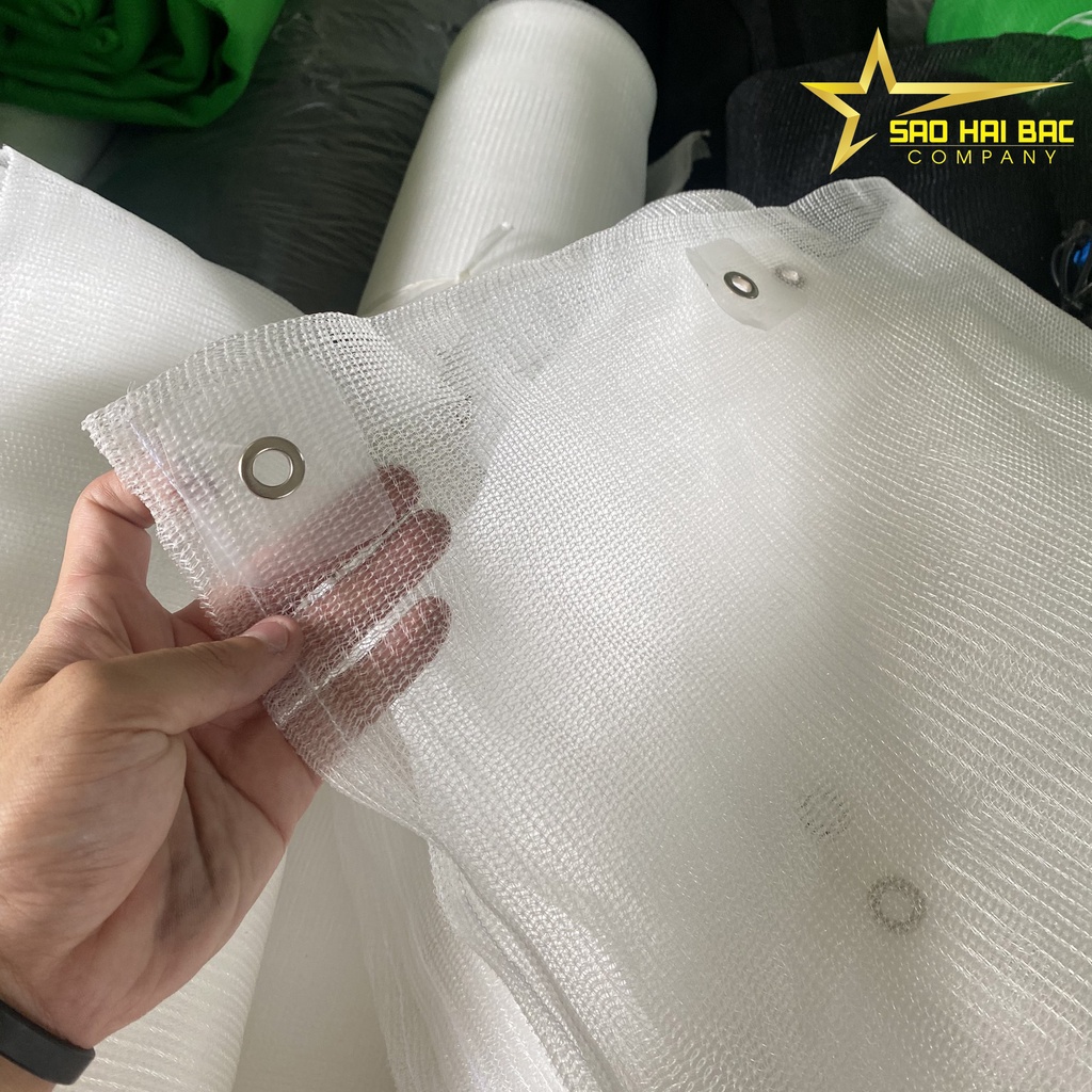Lưới dệt kim Đài Loan che nắng màu trắng đóng khuy sẵn các khổ 1m, 2m, 3m