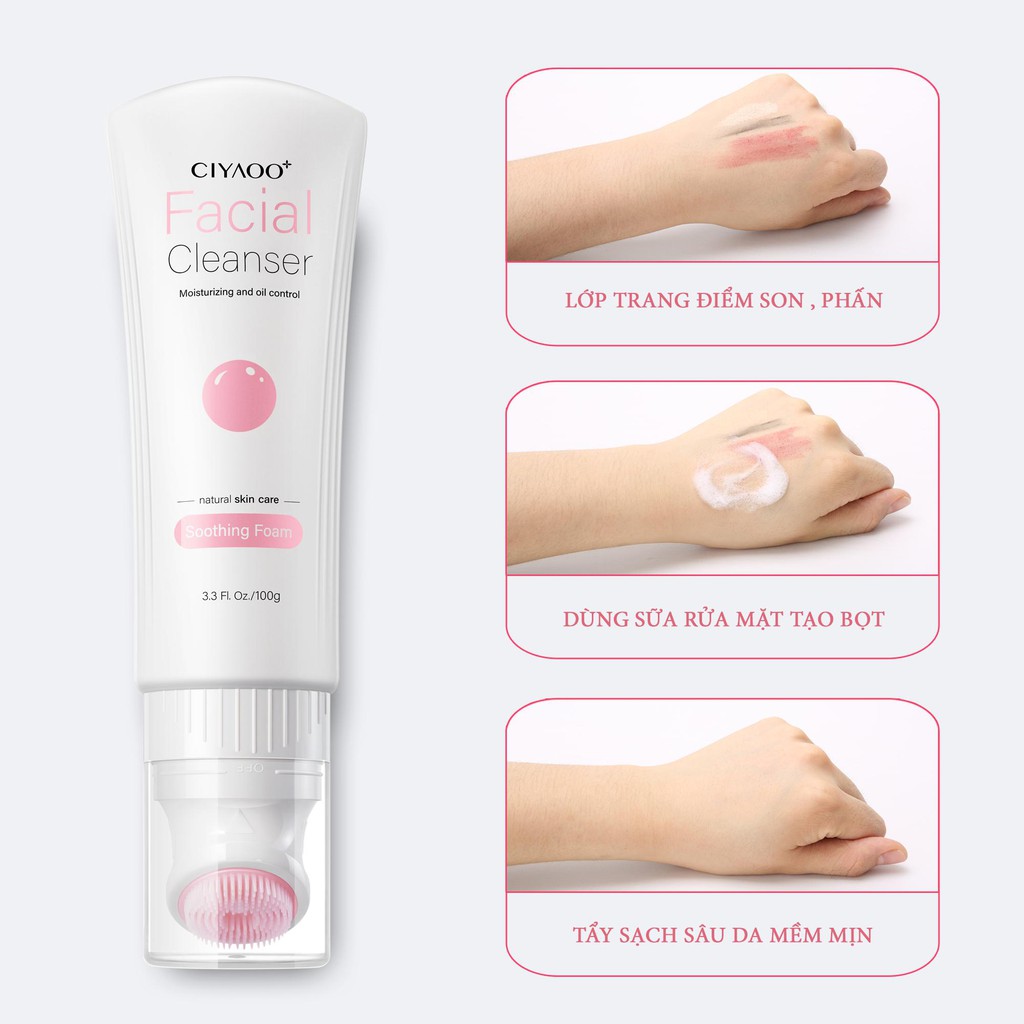 💝FREESHIP💝 Sữa Rửa Mặt Sạch Sâu, Giảm Mụn Đầu Đen CIYAOO + Kèm Đầu Massage Mặt Silicon 100g | BigBuy360 - bigbuy360.vn