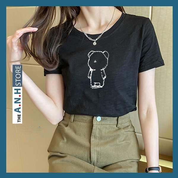 Áo Thun cotton xược cổ tròn  ANHSTORE  in hình thời trang