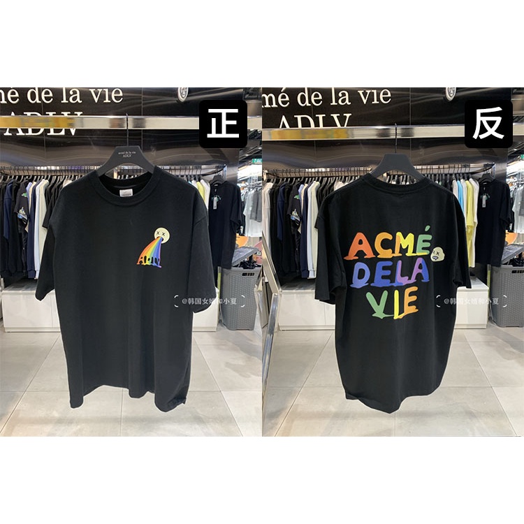 Adlv Áo Thun Tay Ngắn In Chữ Màu Cầu Vồng