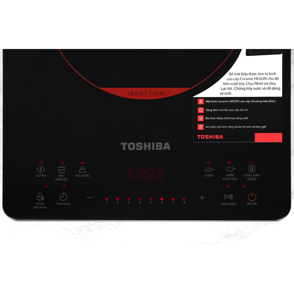 Bếp điện từ đơn kèm nồi lẩu Toshiba IC-20S1PV 2000W - Hàng chính hãng
